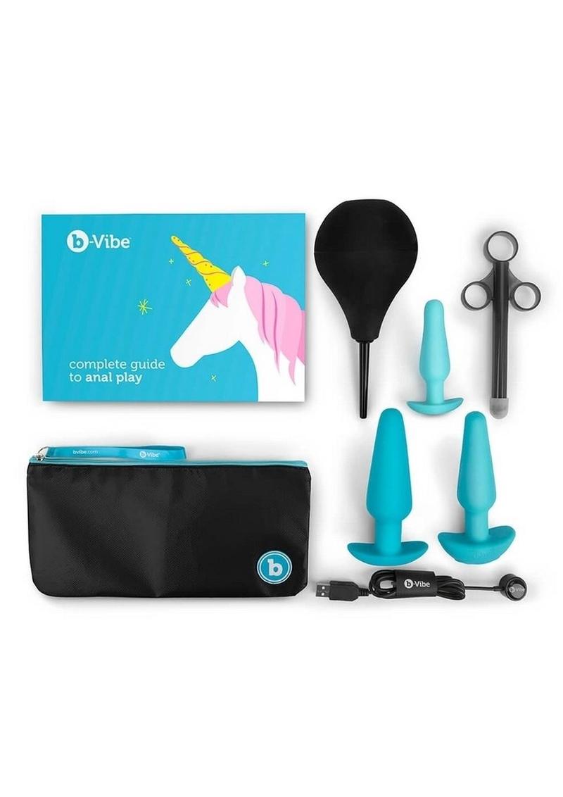 B-Vibe Anal Education Set Rechargeable Silicone Anal Play - Blue