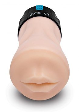 Zolo Gawk Gawk Rechargeable Silicone Vibrating Deep Throat Blowbot Masturbator - Vanilla/Black