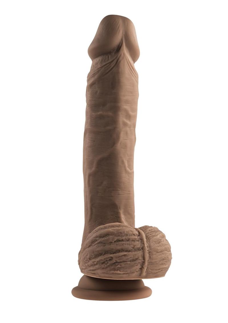 Full Monty Silicone Rechargeable Realistic Dildo with Remote 9in - Chocolate