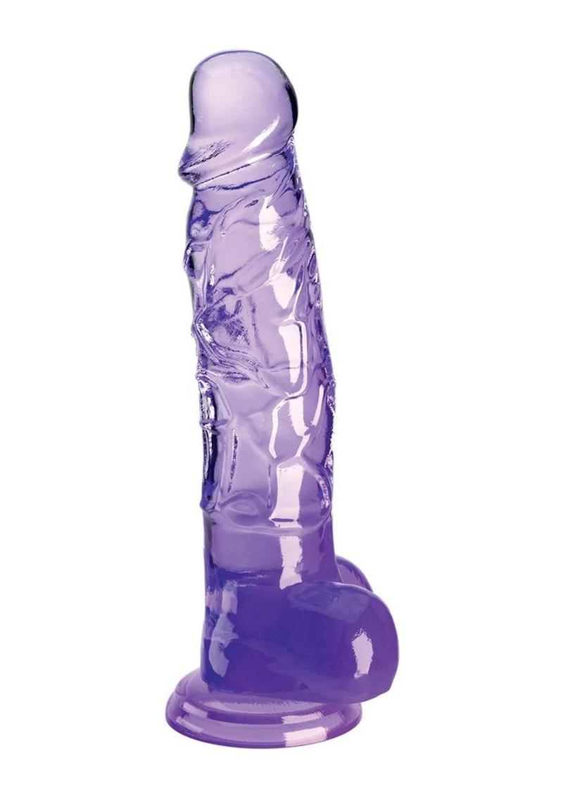 King Cock Clear Dildo with Balls 8in - Purple