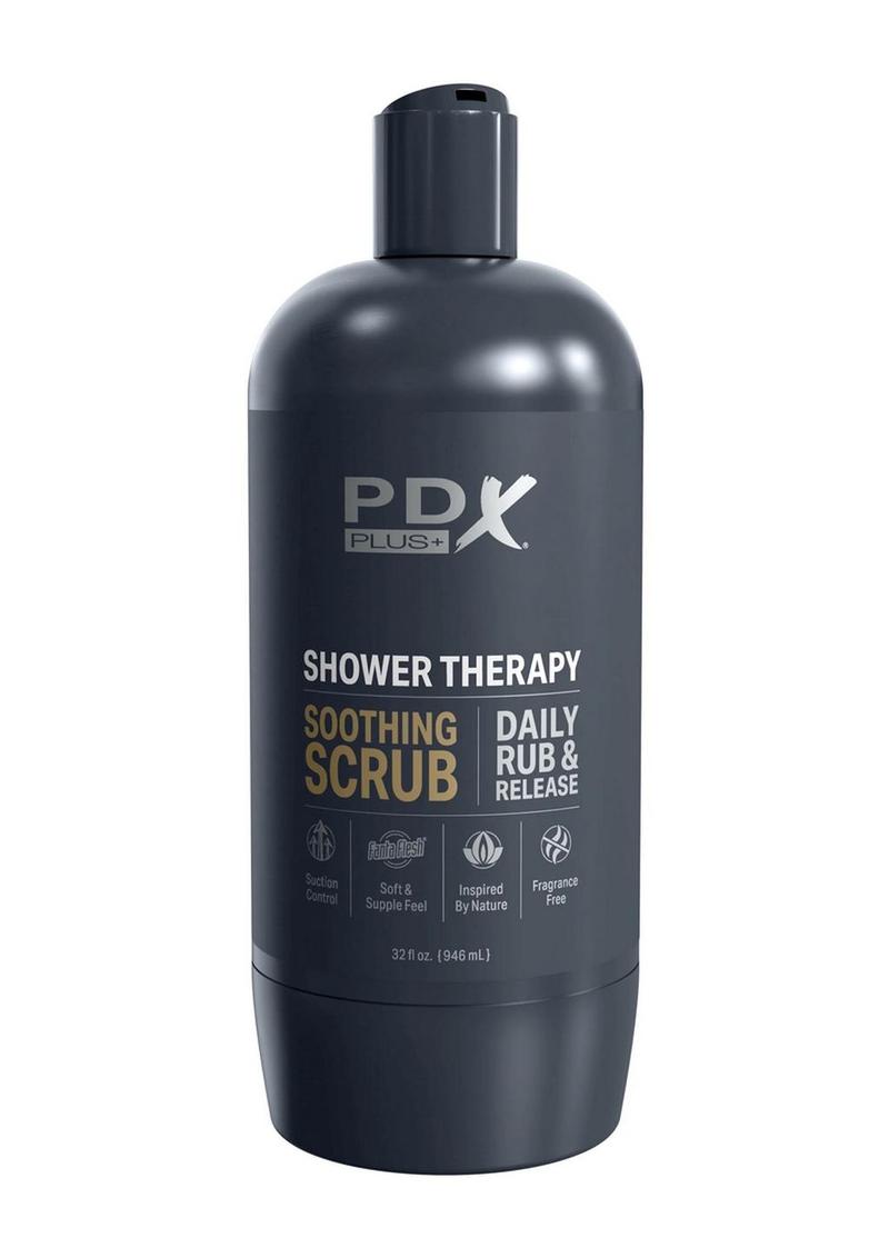 PDX Plus Shower Therapy Soothing Scrub Discreet Stroker - Chocolate