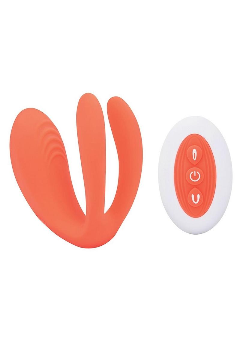 Bodywand ID Bridge Rechargeable Silicone Vibrator with Clitoral Stimulator - Orange