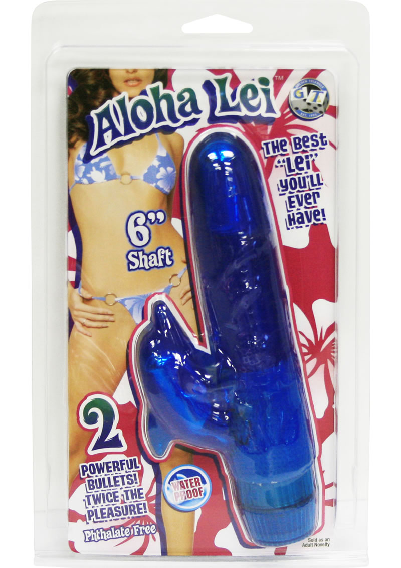 Aloha Lei Waterproof Vibrator 6in - Blue