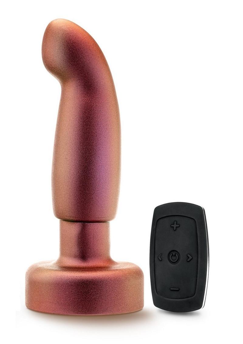 Anal Adventures Matrix Bionic Plug Rechargeable Silicone Anal Plug with Remote - Cosmic Copper