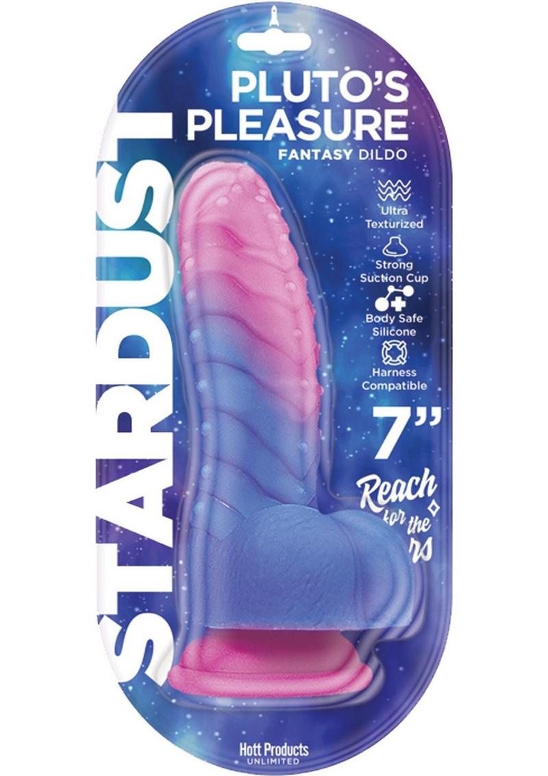 Stardust Pluto`s Pleasure Silicone Dildo with Suction Cup 7in - Pink/Purple
