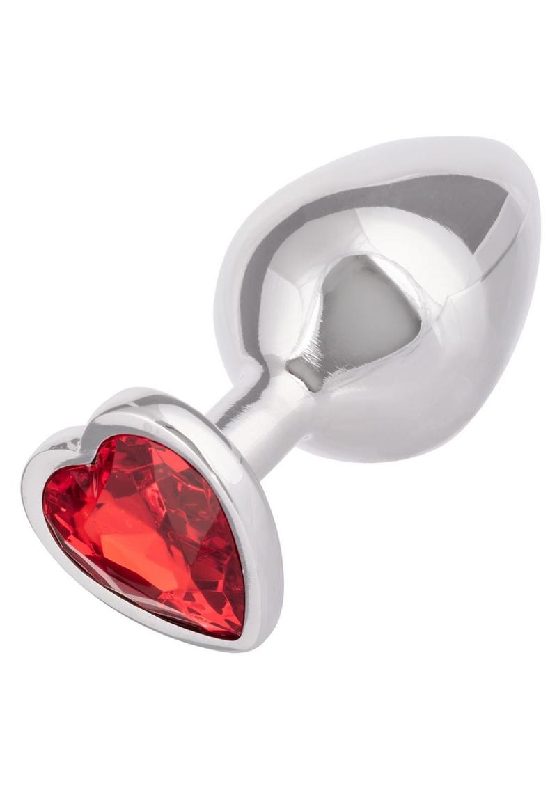 Jewel Ruby Heart Aluminum Anal Plug - Large - Red