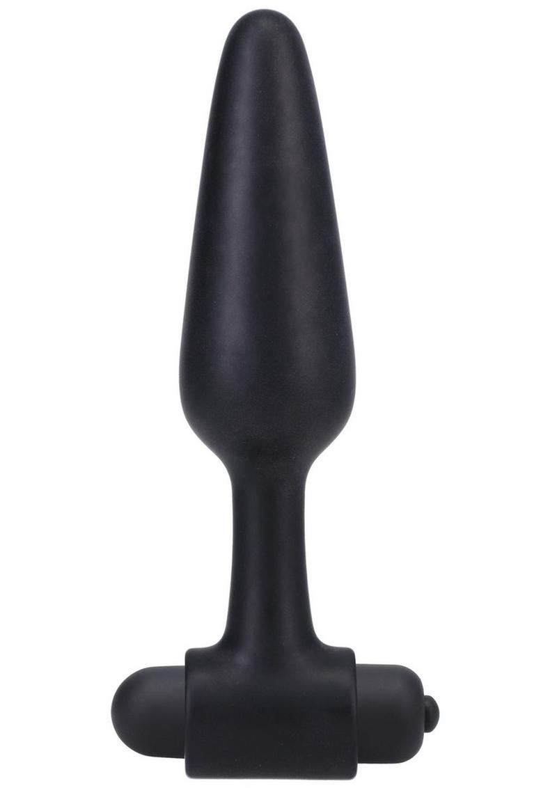 In a Bag Silicone Vibrating Butt Plug 5in - Black