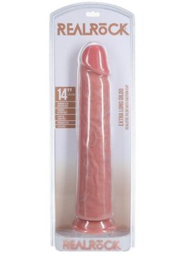 RealRock Ultra Realistic Skin Extra Large Straight Dildo with Suction Cup 14in - Vanilla