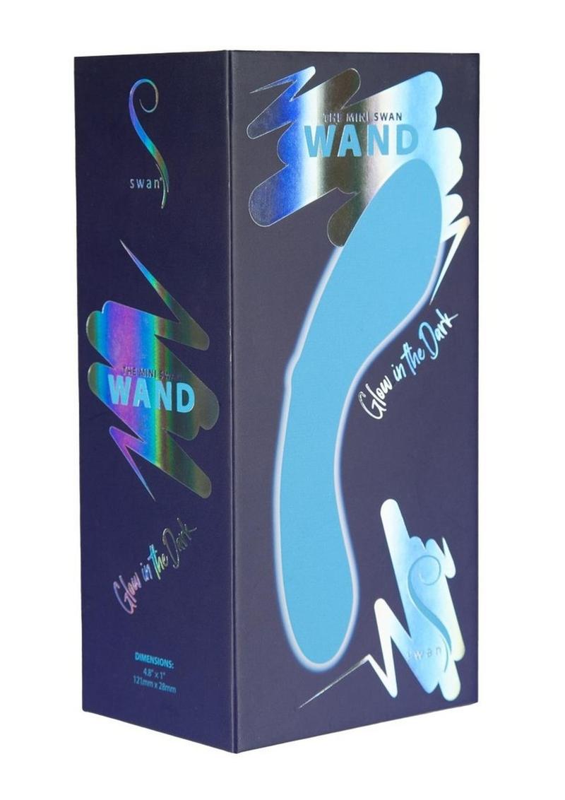 Swan Mini Swan Wand Rechargeable Silicone Glow in the Dark Massager - Blue