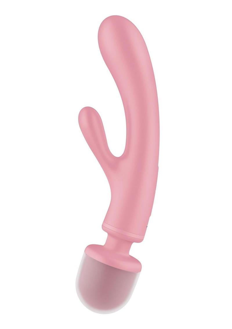 Satisfyer Triple Lover Rechargeable Silicone Rabbit Vibrator - Pink