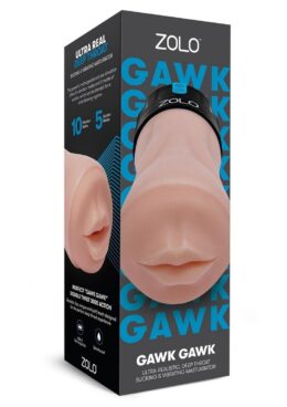Zolo Gawk Gawk Rechargeable Silicone Vibrating Deep Throat Blowbot Masturbator - Caramel/Black