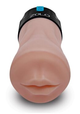 Zolo Gawk Gawk Rechargeable Silicone Vibrating Deep Throat Blowbot Masturbator - Caramel/Black