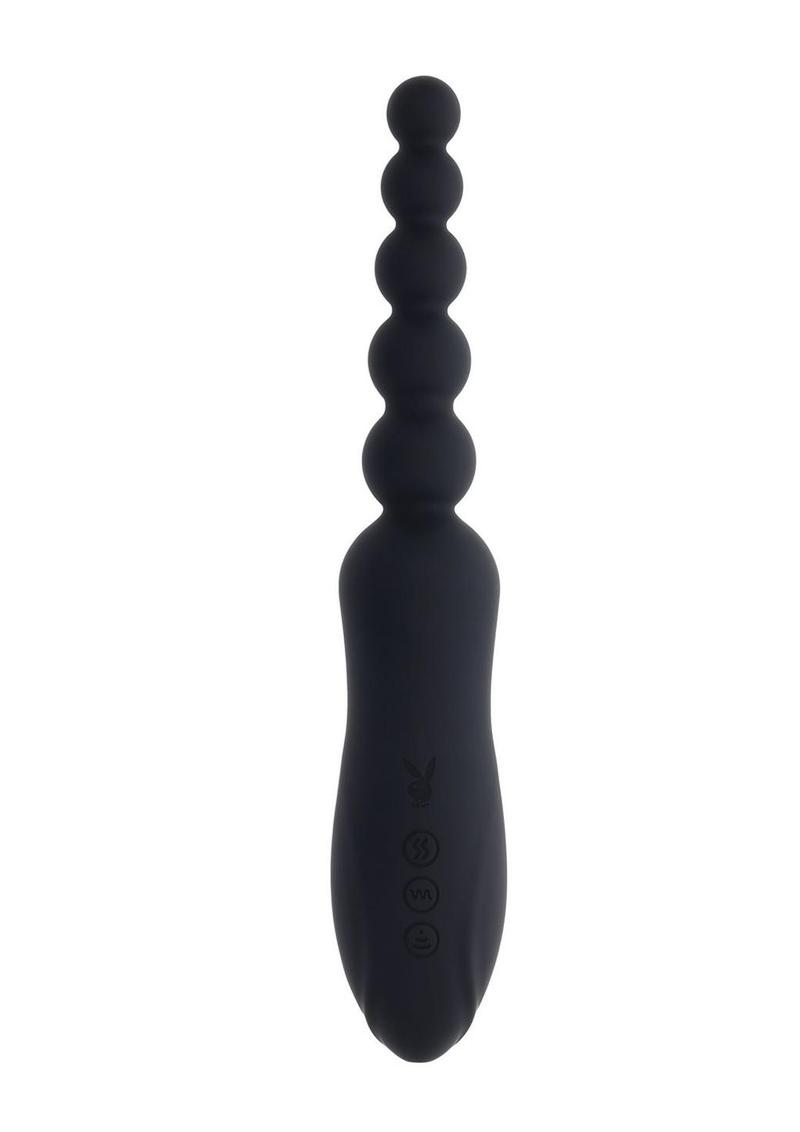 Playboy Let it Bead Rechargeable Silicone Anal Beads - Black