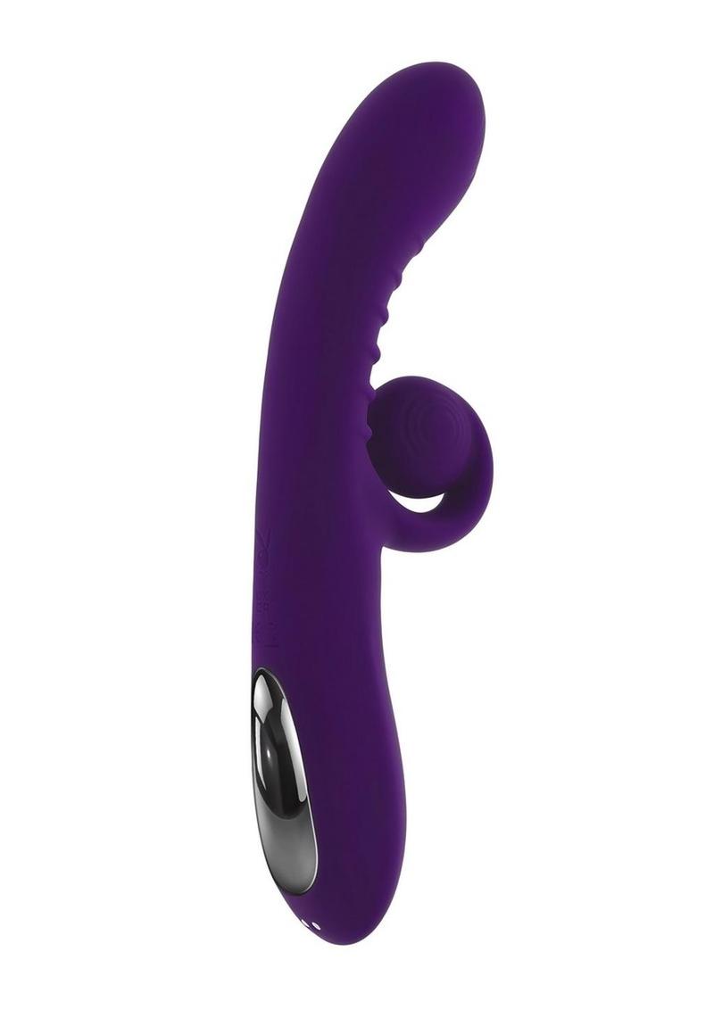 Playboy Curlicue Rechargeable Silicone Rabbit Vibrator - Purple