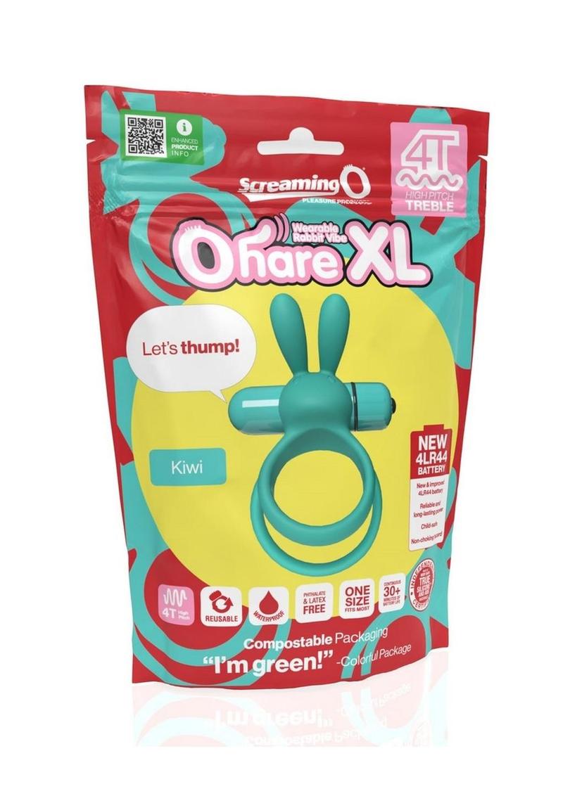 4T Ohare XL Rechargeable Silicone Rabbit Vibrating Cock Ring - Kiwi