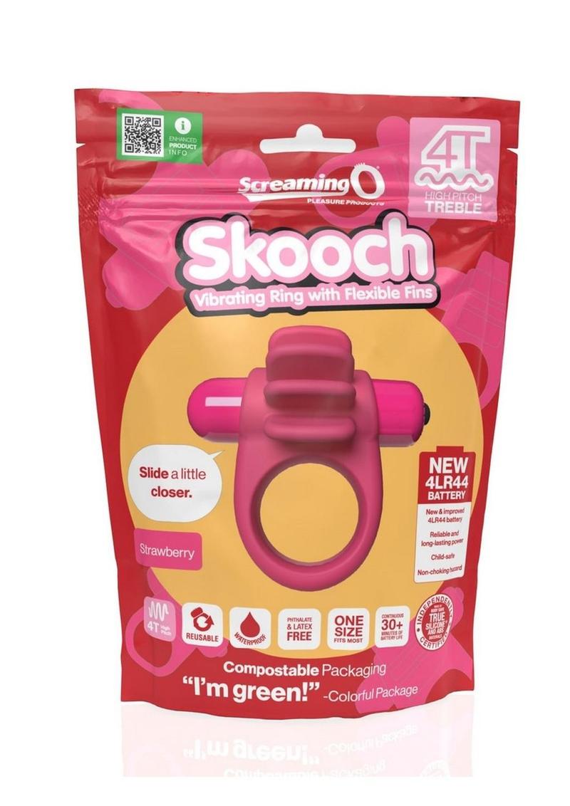 4T Skooch Vibrating Cock Ring with Clitoral Stimulator - Strawberry