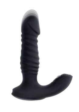 Zero Tolerance Striker Rechargeable Silicone Thrusting Anal Vibrator with Remote Control - Black