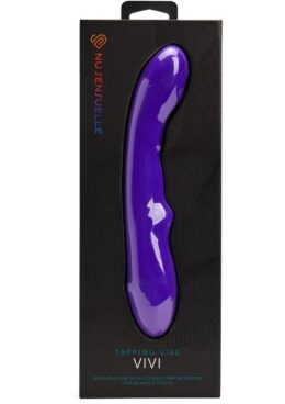 Nu Sensuelle Vivi Rechargeable Silicone Double Tapping Vibrator with Clitoral Stimulation - Deep Purple