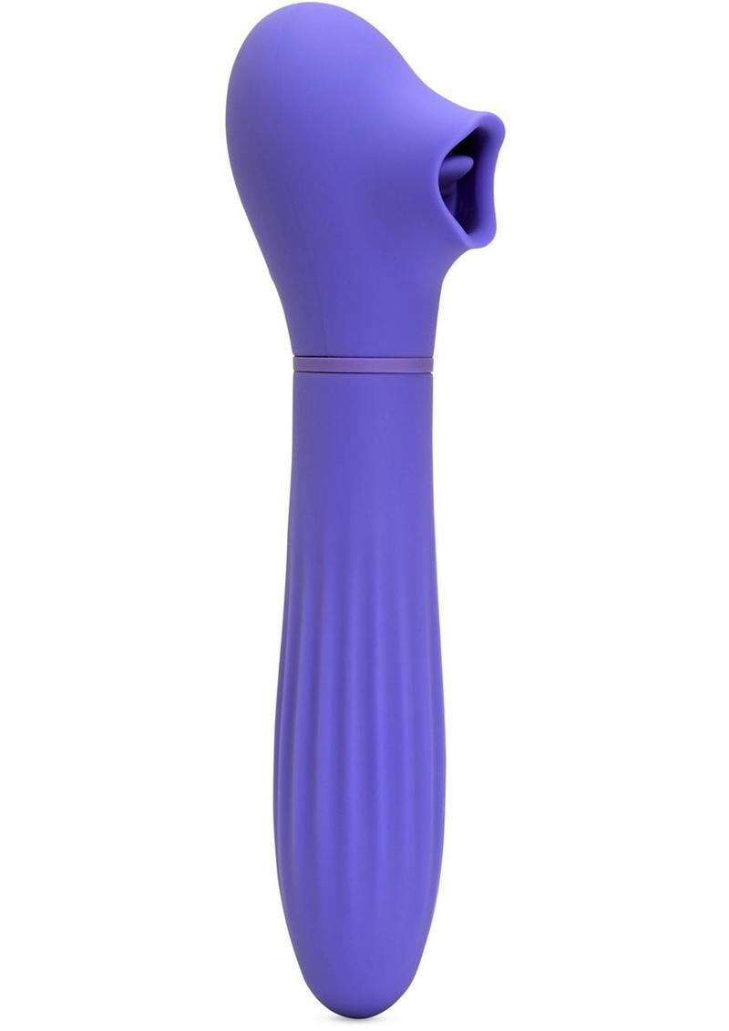 Nu Sensuelle Daisy Rechargeable Silicone Triple Action Thrusting Tongue Suction Vibrator - Ultra Violet