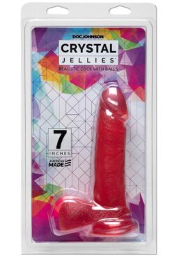 Crystal Jellies Dildo with Balls 7in - Pink