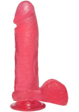 Crystal Jellies Dildo with Balls 8in - Pink