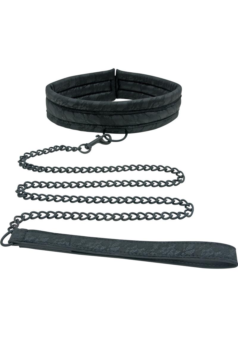 Sincerely Lace Adjustable Collar and Leash Set - Black