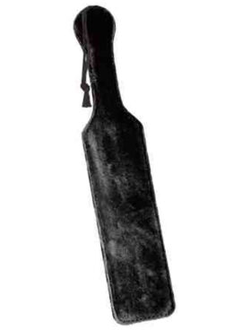 Sportsheets Leather Paddle with Fur - Black