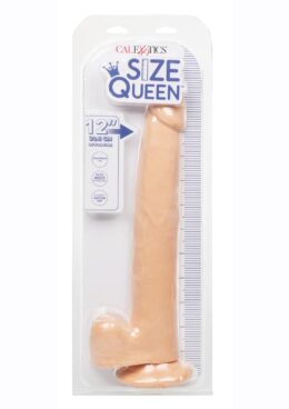 Size Queen Dildo with Balls 12in - Vanilla