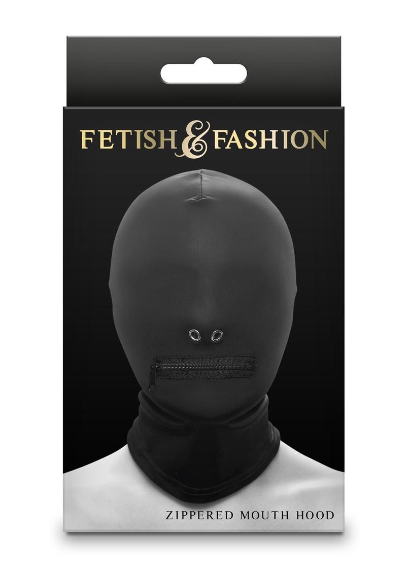 Fetish and Fashion Zippered Mouth Hood - Black