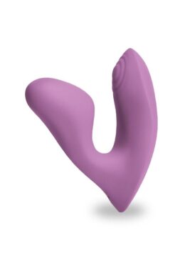 Desire Demure Rechargeable Silicone Wearable Dual Motor Vibrator with Clitoral Stimulator - Lavender