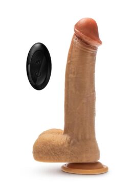 Dr. Skin Platinum Collection Silicone Dr. Phillips Rechargeable Thrusting Dildo with Remote Control 8.5in - Caramel