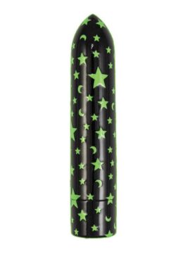 Glow Vibes Seeing Stars Rechargeable Glow-in-The-Dark Bullet - Black/Green