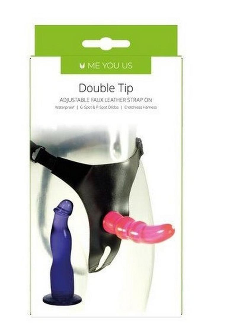 ME YOU US Double Tip Strap On with Two Dildos - Pink/Purple