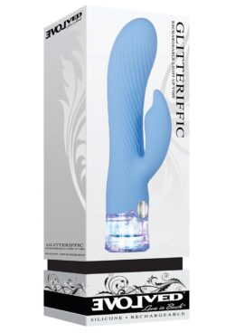 Glitteriffic Rechargeable Silicone Light-Up Vibrator - Aqua