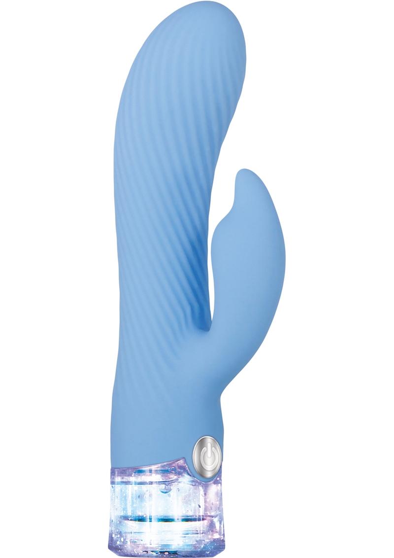 Glitteriffic Rechargeable Silicone Light-Up Vibrator - Aqua