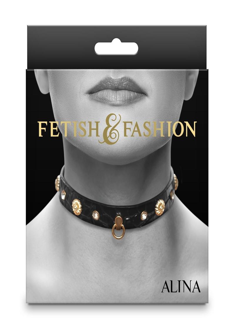 Fetish and Fashion Alina Collar - Black/Gold