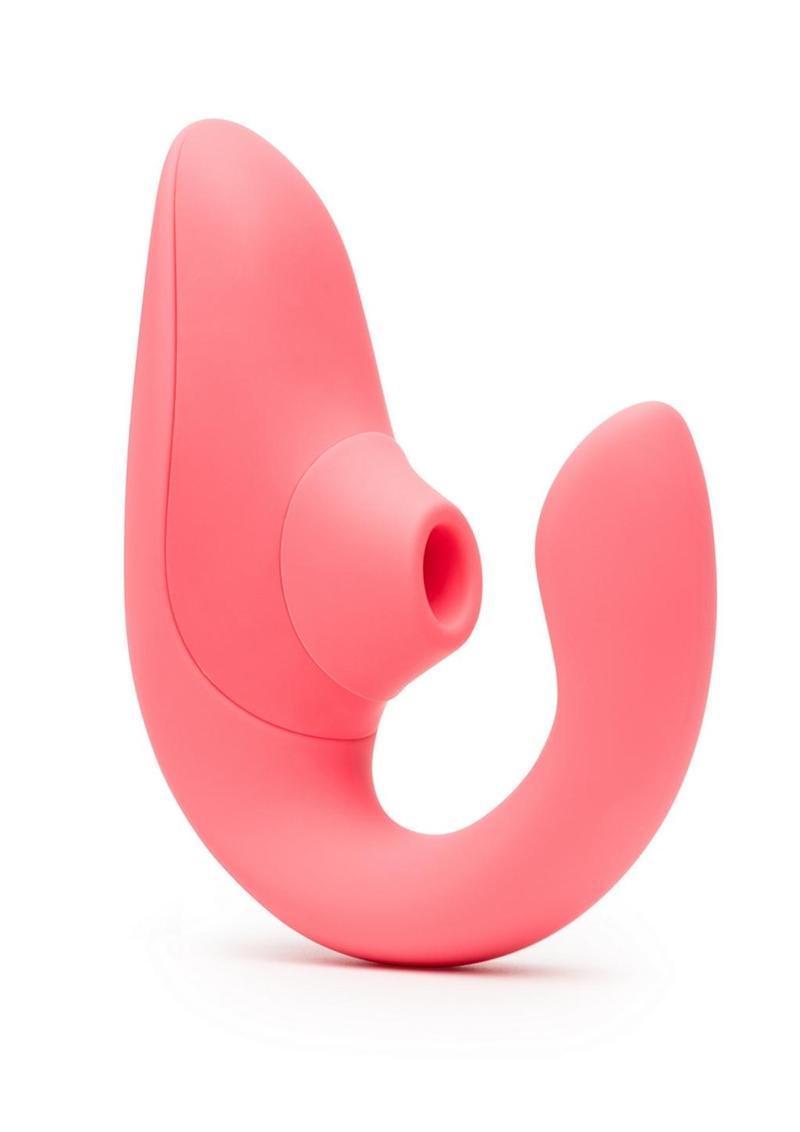 Womanizer Blend Rechargeable Silicone Vibrator with Clitoral Stimulator - Vibrant Rose