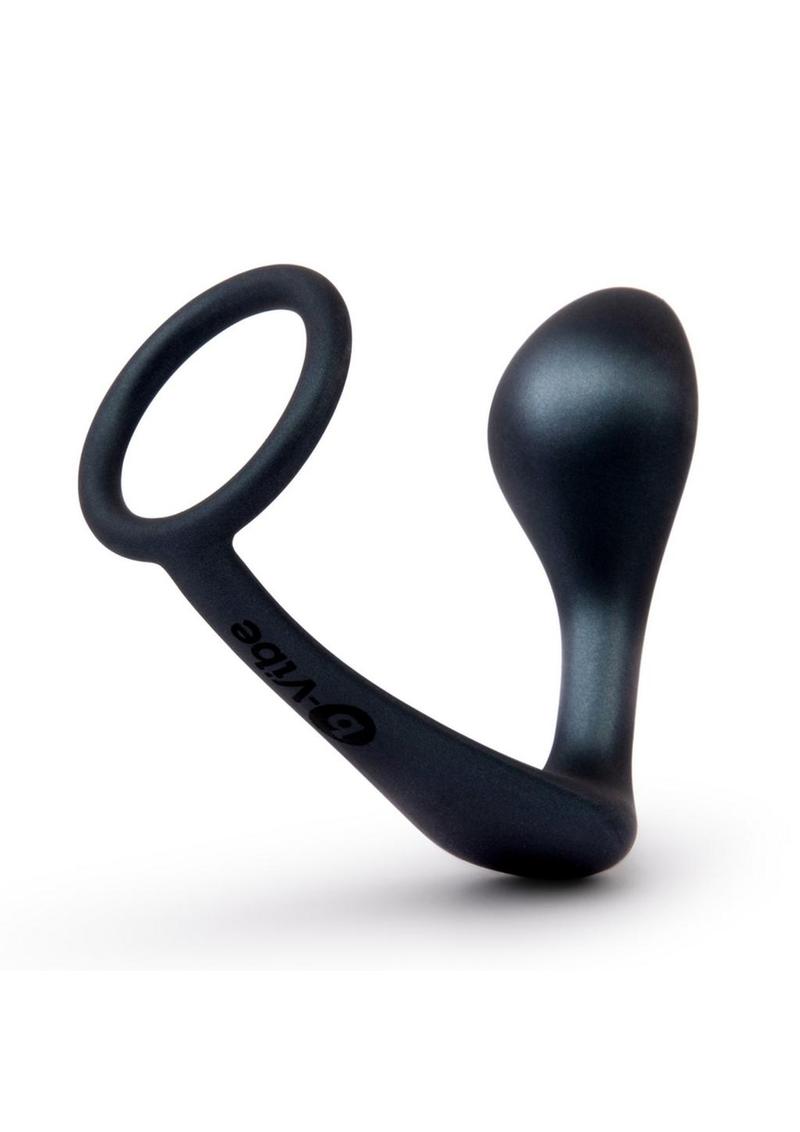 B-Vibe Ringer Silicone Cock Ring and Plug - Black