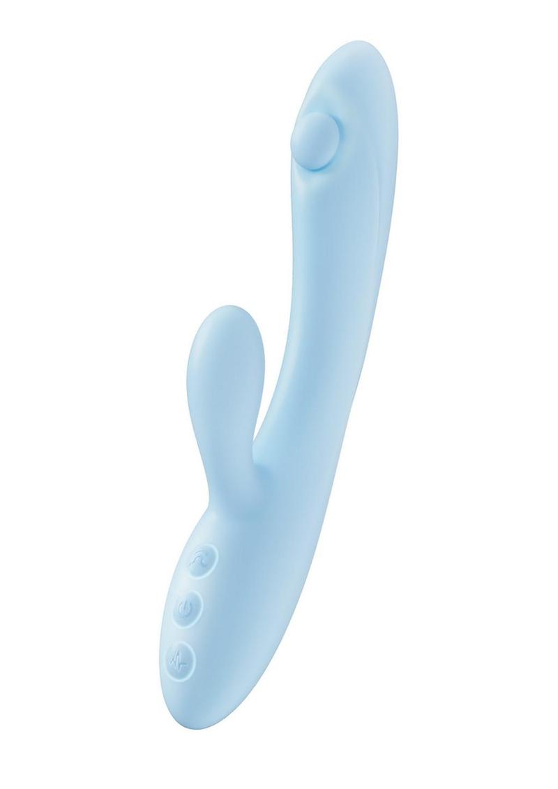 Play with Me Moondust Magic Rechargeable Silicone Rabbit Vibrator - Blue