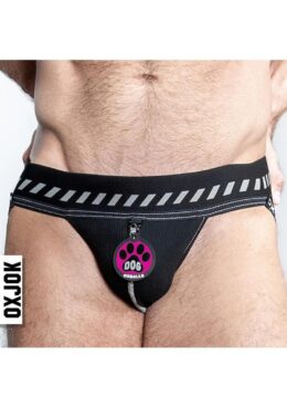 Dog Pack Pup Taggers 7-Tag Dog Jock - Black/Silver - XLarge