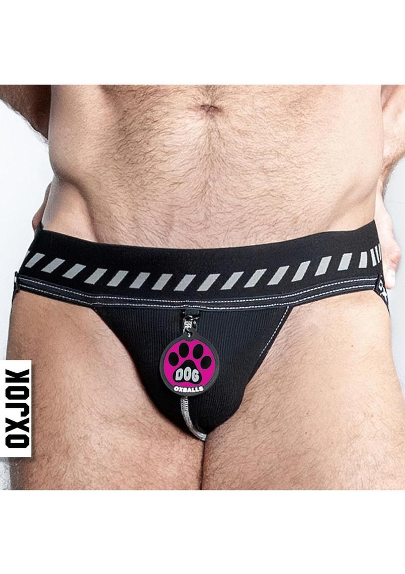 Dog Pack Pup Taggers 7-Tag Dog Jock - Black/Silver - XLarge