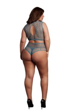 Le Desir Duo Net Key Hole Bra Set - Queen - Blue