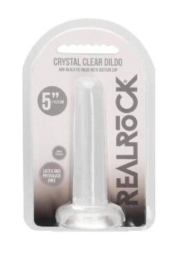 RealRock Crystal Clear Non Realistic Dildo with Suction Cup 5.3in - Clear