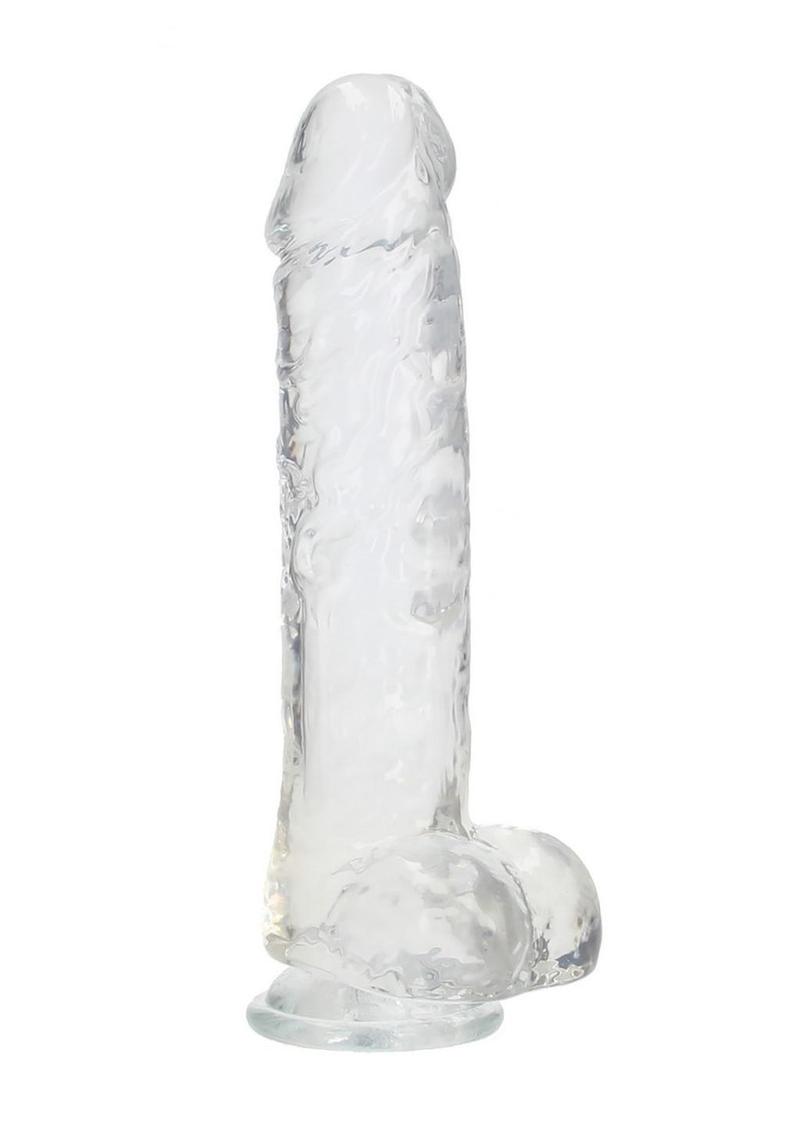 RealRock Crystal Clear Realistic Dildo with Balls 10in - Clear