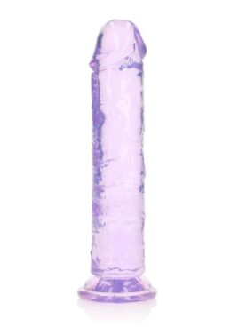 RealRock Crystal Clear Straight No Balls Dildo 8in - Purple