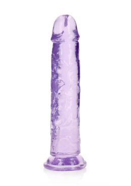 RealRock Crystal Clear Straight No Balls Dildo 9in - Purple