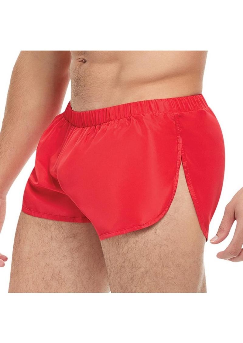 Goal Line Extreme Split Booty Shorts - Small/Medium - Red