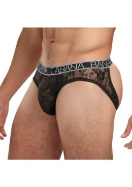 Banana Cabana Lace Nights Open Back Brief - Small/Medium - Black