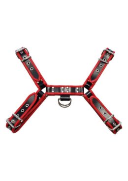 Rouge Over The Head Adjustable Leather Front Harness - XXLarge - Black/Red