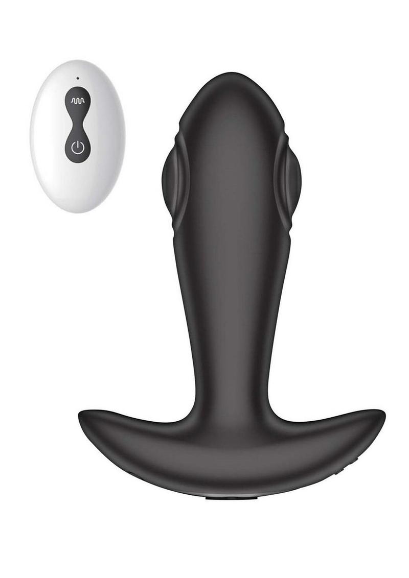 Atomic Tapping Rechargeable Silicone Anal Plug with Remote Control - Black